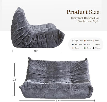 Bean Bag Chair, 2 Seater Lazy Bean Bag Sofa Memory Foam Couch, Giant Bean Bag - Image 2