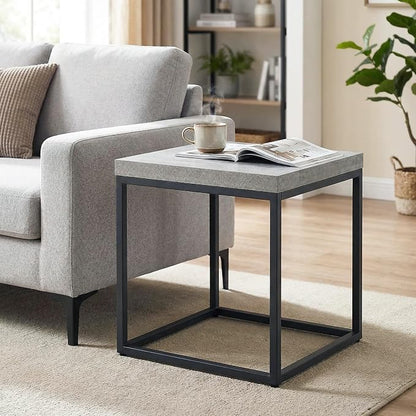 CENSI Modern Grey Square End Table, Extra Thick 1.6" Wood Top & Metal Frame - Image 2