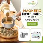 Spring Chef Magnetic Measuring Cups & Spoons Set (Patent Pending), Strong N45 Magnets, Heavy Duty Stainless Steel Fits in Spice Jars for Baking & Cooking, BPA Free, Round Set of 15 with Leveler, Mint