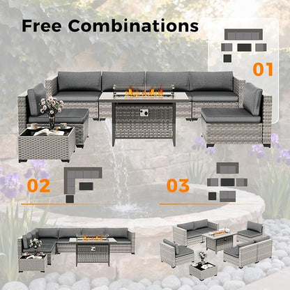 12-Seat Modern Outdoor Wicker Rattan Patio Furniture Set - Image 9