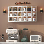 Helsin 9 Grid Vintage Coffee Mug Display Rack, 16inch Wall Mounted Wooden Curio Shadow Box Shelf, Cup Floating Shelves Display and Organizer (White)