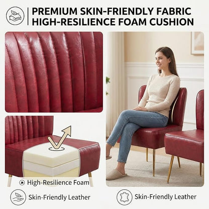 Modern Leather Accent Chair Single 1 Pack, Vintage Slipper Chair - Image 7
