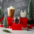 CNGLASS Insulated Espresso Glass Mugs 5.4oz/160ml, Small Clear Coffee Mugs Set of 2, Double Wall Glass Cups with Handle for Tea and Macchiato