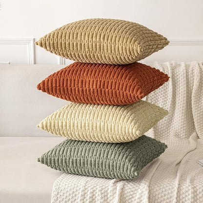 MIULEE Euro Sham Corduroy Decorative Throw Pillow Covers 24x24 Light Olive | - Image 8