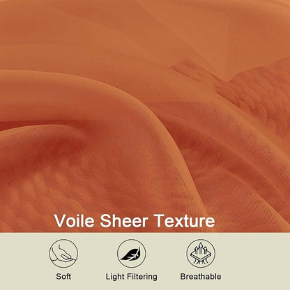 Cafe Curtains 36 Inch Length Tier 2 Pieces, Modern Soft Airy Sheer Kitchen - Image 3