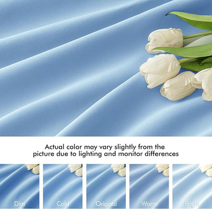 MIULEE Sky Blue Back Tab Blackout Curtains 52x96 Inch Long 2 Panels Set | Rod - Image 8