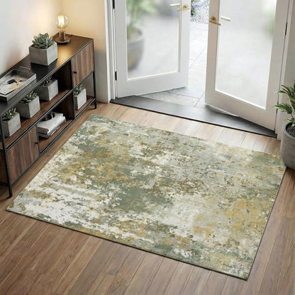 Entryway Rug 3x5 Green Door Mat Indoor Entrance 36x60, Washable Small Throw Rugs by Acapet