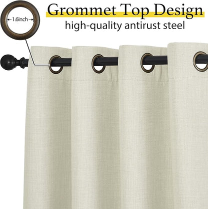 NICETOWN Natural Faux Linen Blackout Curtain Panels 24 inch Long, Thermal - Image 3