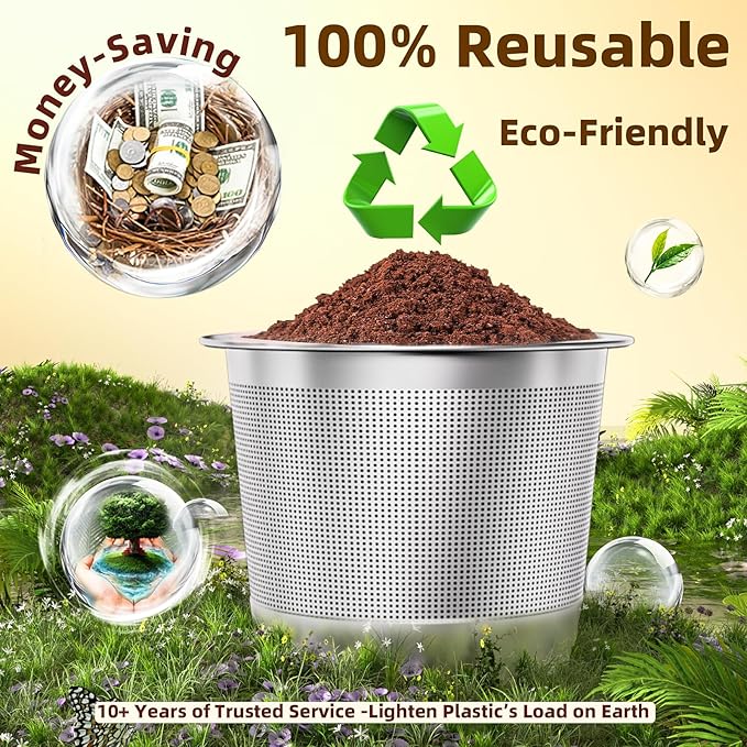 3 Pack Reusable K Cups Coffee Pods for Keurig 1.0: Stainless Steel Refillable K Cups - Reusable Coffee Filters for Keurig Coffee Machine, SUS 304‌, BPA-Free, Heat Resistant Handles, Scoop