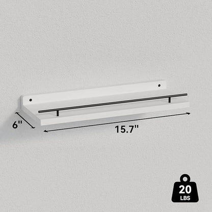 WOPITUES Floating Shelves with Black Metal Guardrail, Shelves - Image 3