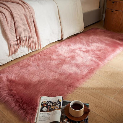 AMTOVO Faux Fur Rug, Blush Pink Ultra Soft Fluffy Shag Sheepskin Rug, 2 x 6 ft by AMTOVO