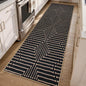 Lahome Maze Lines Washable Kitchen Runner Rug, 2x8 Black Outdoor Runner Rug | by Lahome