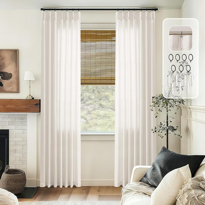 Pinch Pleated Linen Curtains 132 Inches Long Extra Long Custom Made | Memory - Image 7