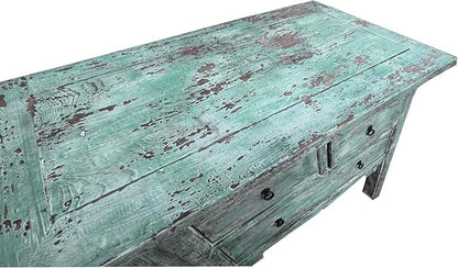 Vintage Distressed Pastel Green Marks Drawers Credenza Side Table Cabinet - Image 6