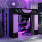 Full Size Wood Loft Bed with Built-in Workstation, Smart Storage, RGB Lighting by Bekeknlny