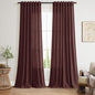 Reddish Brown Linen Blend Light Filtering Back Tab Curtains 96 Inches Long by Nanspring