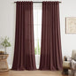 Reddish Brown Linen Blend Light Filtering Back Tab Curtains 108 Inches Long by Nanspring
