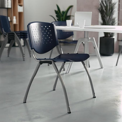 Flash Furniture HERCULES Series 880 lb. Capacity Navy Plastic Stack Chair - Image 2