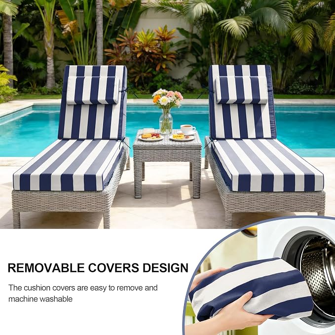 Chaise Lounge Cushions Outdoor 72x21x6 Inch, Fade Resistant 6'' Thicken Outdoor - Image 8