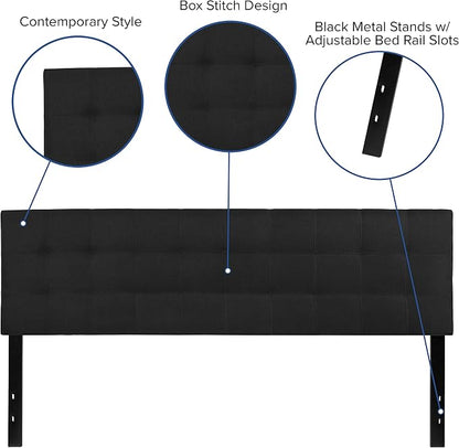 Flash Furniture Bedford Tufted Upholstered King Size Headboard in Black Fabric - Image 3