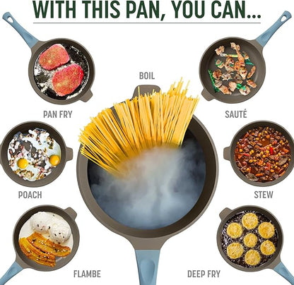 Goodful All-in-One Pan, Multilayer Nonstick, High-Performance Cast Construction, Multipurpose Design Replaces Multiple Pots and Pans, Dishwasher Safe Cookware, 11-Inch, 4.4-Quart Capacity, Blue Mist