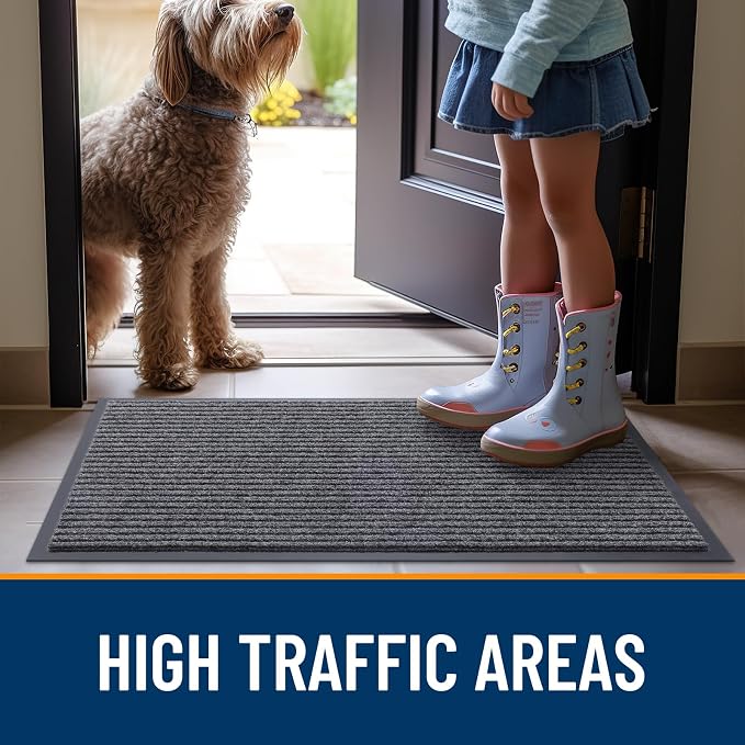 OLANLY Front Door Mat 59x23, Waterproof Heavy-Duty Indoor Outdoor Doormat | Grey - Image 7