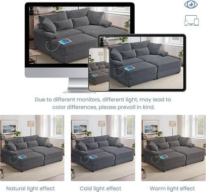 SUNWAVE 74" W Double Chaise Lounge Chair Indoor, Oversized Loveseat - Image 7