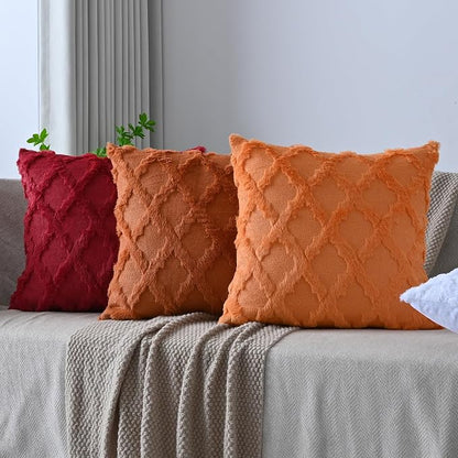 Set of 2 Soft Moroccan Throw Pillow Covers 18x18 Inch Plush Boho Decorative - Image 2