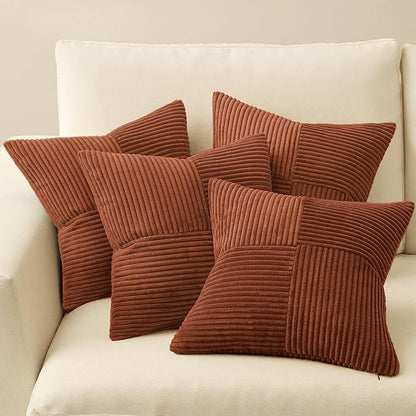 MIULEE Fall Boho Farmhouse Rust Decorative Throw Pillow Covers 18x18 Inch 4 - Image 6