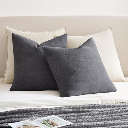 MIULEE Grey Chenille Couch Throw Pillow Covers, 18x18 | Set of 2, Soft - Image 4
