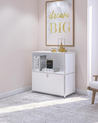 32.5-Inch Flip-Top Side Table & Buffet Cabinet - Image 8