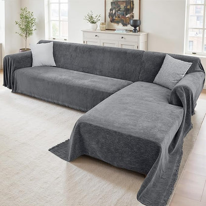 2 Pieces Sectional Couch Covers L Shaped Cover XXXL Dark Gray | Thick Washable by Unknown