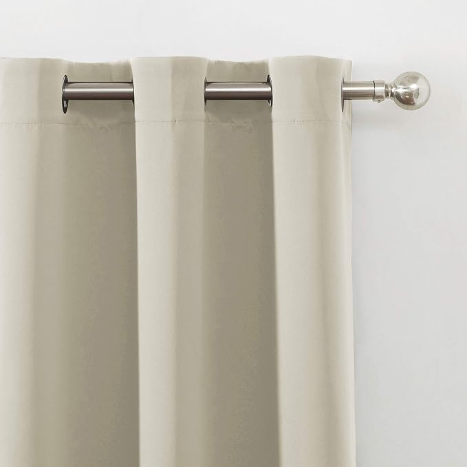 Blackout Curtains 66 x 84 inch/Light Beige Curtains Set of 2 Panels/Thermal - Image 7