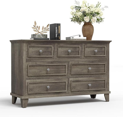 IDEALHOUSE 7 Drawer Dresser, Large Wooden Storage Chest of Drawers - Image 8