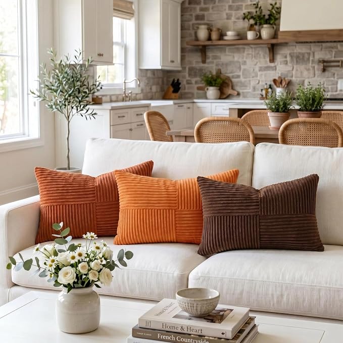 Fancy Homi 2 Packs Orange Lumbar Decorative Throw Pillow Covers 20x28 Inch - Image 2