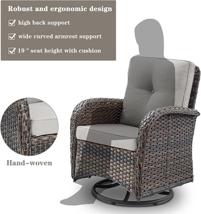 Belord Patio Wicker Chairs Swivel Rocker - Image 8