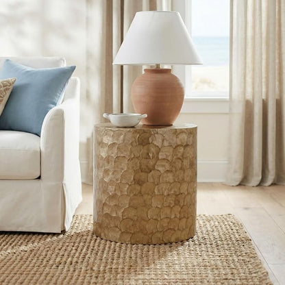 East at Main Capiz Shell Side Table – Tea Brown Accent Table, Small Decorative by EastatMain