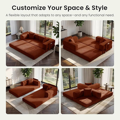 78.8" Convertible Futon Sofa Bed, Corduroy Futon Couch - Image 3