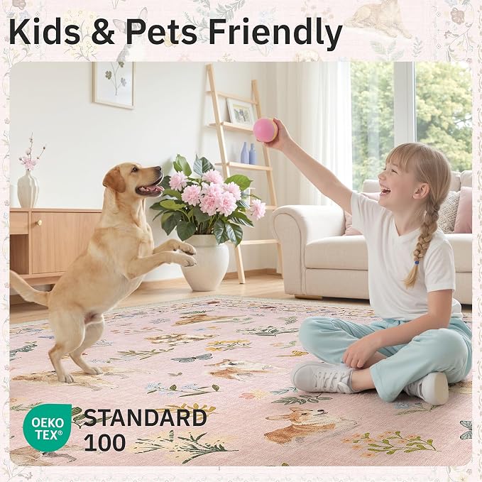 Soalmost 2x3 Dog Rugs for Entryway, Washable Door Mat Animal Soft Rug Pink | - Image 7