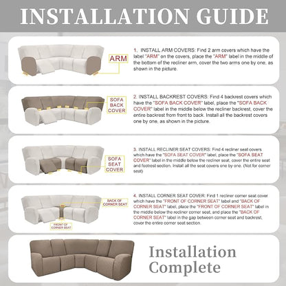 100% Waterproof Sectional Recliner Couch Covers - Image 7
