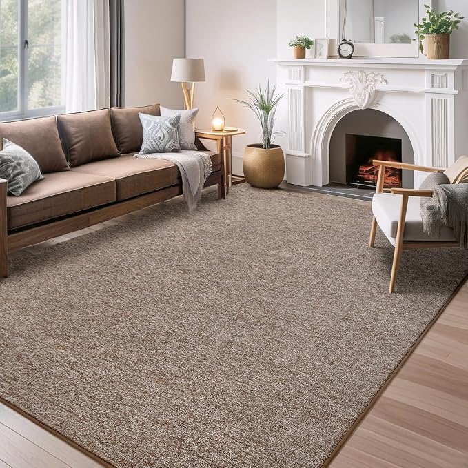 4x6 Area Rugs for Living Room Non Slip Dorm Bedroom Rug, Matte Brown | Modern - Image 9