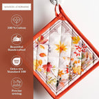 Maison d' Hermine Pot Holders 100% Cotton Heat Resistant Potholders 8" x 8" Hot Pads with Loop BBQ, Cooking, Baking, Grilling, Kitchen, Handling Hot Pans (Pack of 1, Amarante)