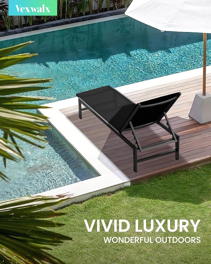 Vexwalx Outdoor Lounge Chair for Pool, Aluminum Chaise Lounge Chairs - Image 2