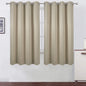 Beige Thermal Blackout Curtains/52 x 63 Inch/Set of 2 Panels Room Darkening by Lemomo