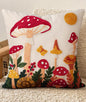 Embroidered Throw Pillow Cover 18x18 Inch, Mushroom Moon | Decorative Pillow by Kokaaee