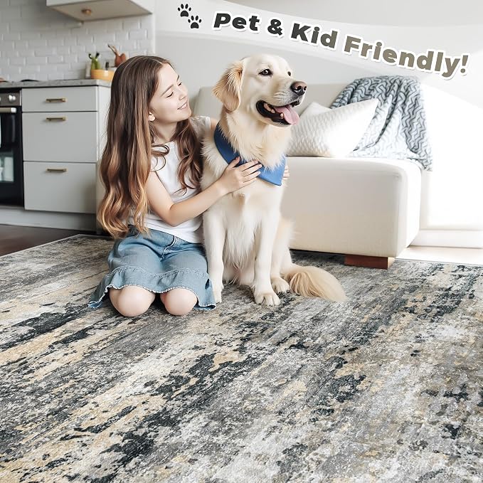 pmtsns Area Rugs 6x9 for Living Room: Washable Rug Modern Abstract Neutral Soft - Image 5