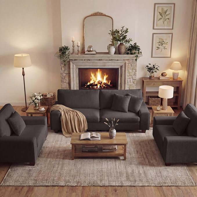 DOPEDIO Modern Living Room Sofa Set, 71.25" Chenille Loveseat by DOPEDIO