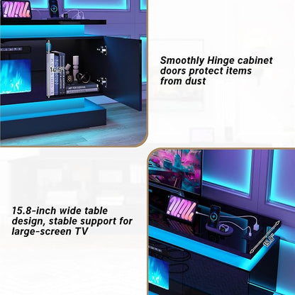 chartustriable 71IN LED TV Stands w/40 inch Fireplace Power Outlet - Image 8