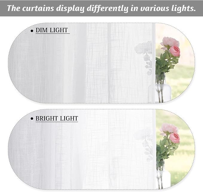 RYB HOME White Sheer Curtains 102 inches, Extra Long Ceiling Curtains | Half - Image 6