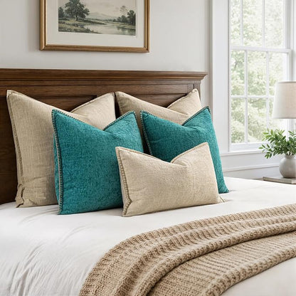 MIULEE Decorative Couch Throw Pillow Covers 18x18 Inch Teal 2 Pack | Farmhouse - Image 6
